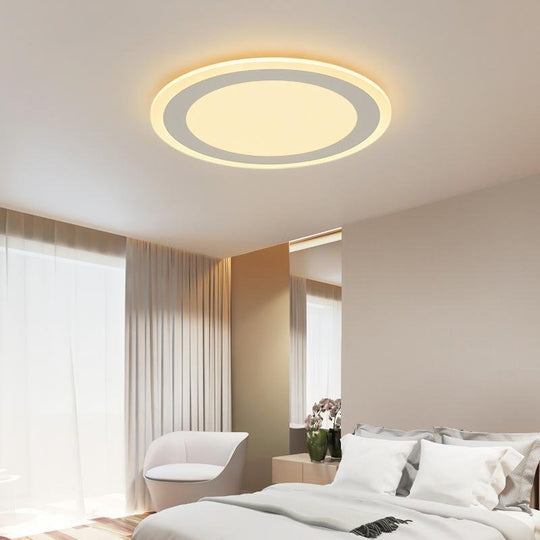Modern Round Industrial Flush Mount White Ceiling Light