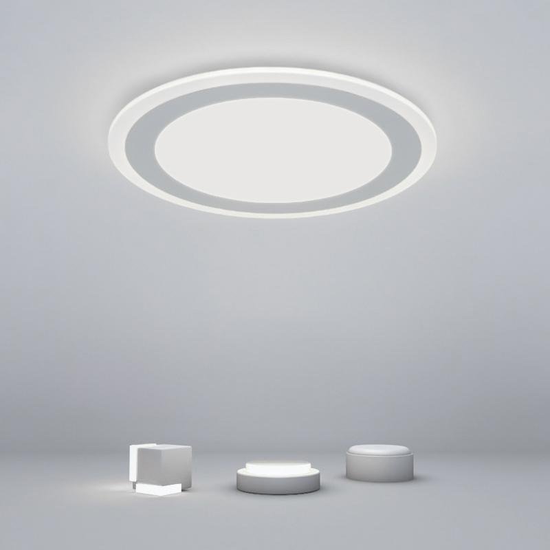 Modern Round Industrial Flush Mount White Ceiling Light