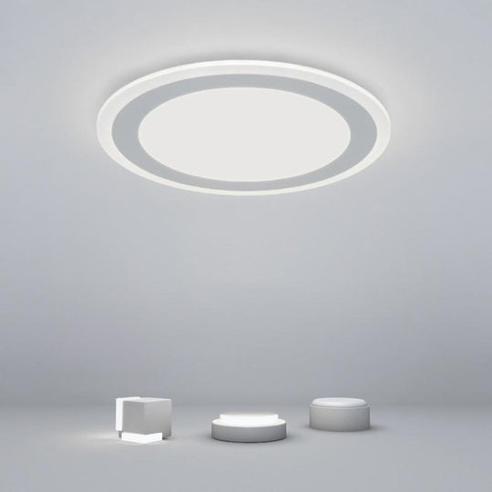 Modern Round Industrial Flush Mount White Ceiling Light