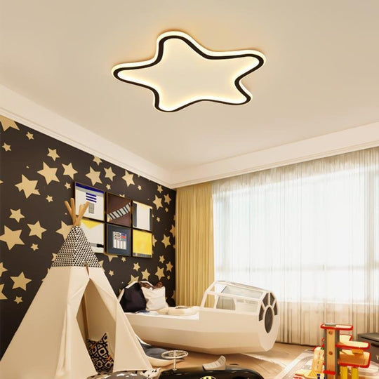 Modern Starfish-Shaped Black Dimmable LED Flush Mount Ceiling Light