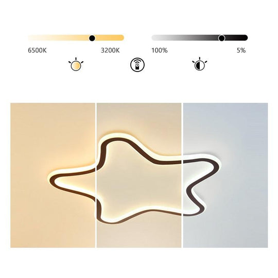 Modern Starfish-Shaped Black Dimmable LED Flush Mount Ceiling Light