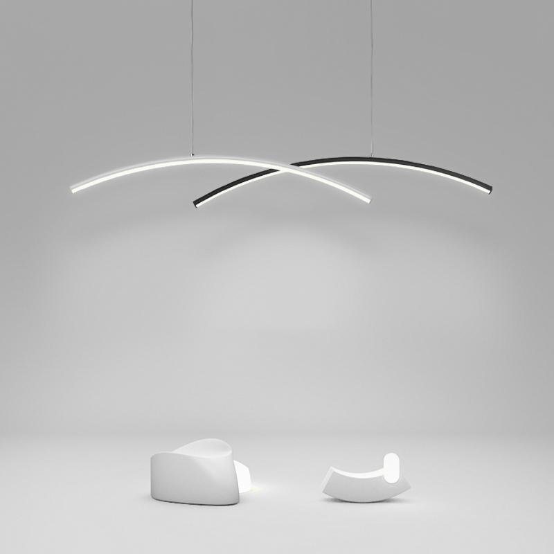 2-Piece Set Arc-Shaped Aluminum Acrylic LED Pendant Lighting