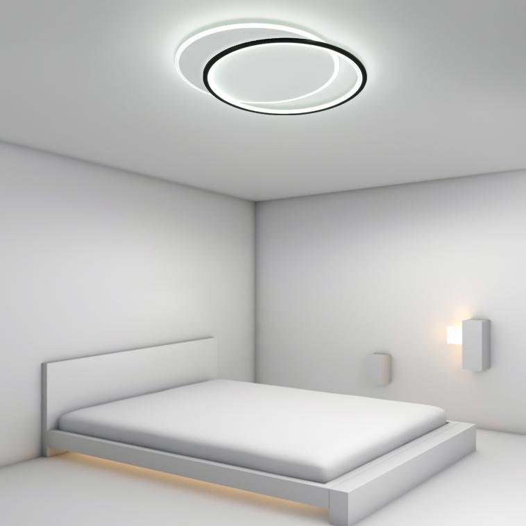 White and Black Overlapped Round Flush Mount Ceiling Light – Modern Design