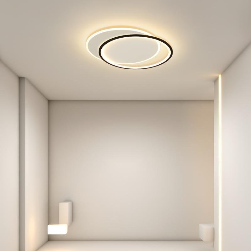 White and Black Overlapped Round Flush Mount Ceiling Light – Modern Design