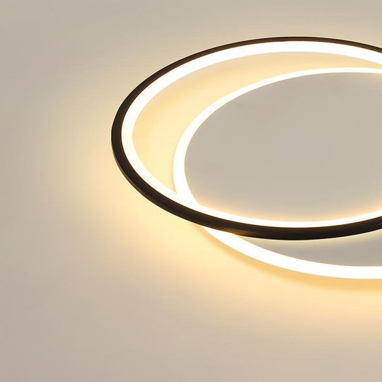 White and Black Overlapped Round Flush Mount Ceiling Light – Modern Design