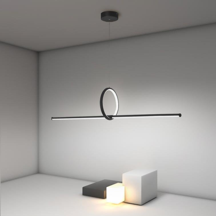 Strip and Round Black Modern LED Pendant Light – PMMA Shade
