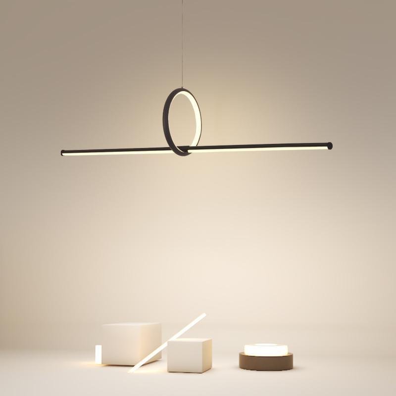 Strip and Round Black Modern LED Pendant Light – PMMA Shade