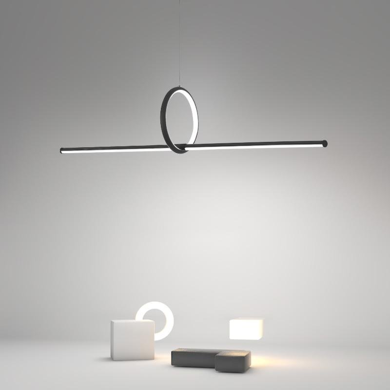 Strip and Round Black Modern LED Pendant Light – PMMA Shade