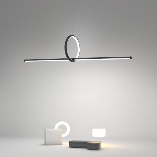 Strip and Round Black Modern LED Pendant Light – PMMA Shade