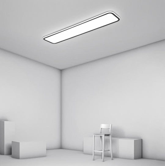 Simple Modern Rectangular Flush Mount Light – 20" & 30" (Black)