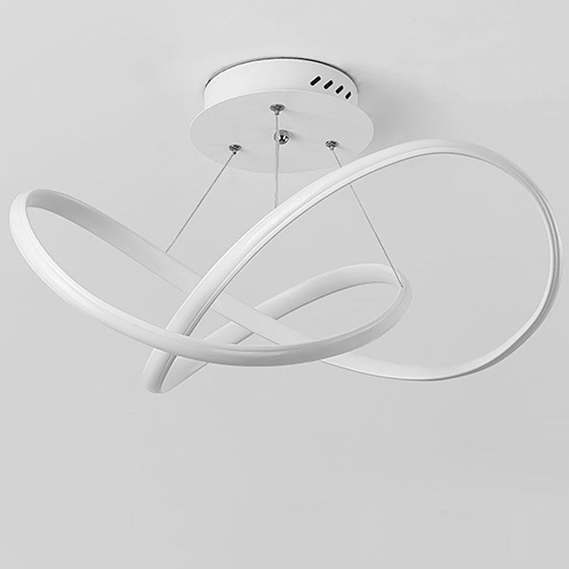 White Flush Mount Ceiling Light with Adjustable Cord Ribbon Design – Dimmable LED