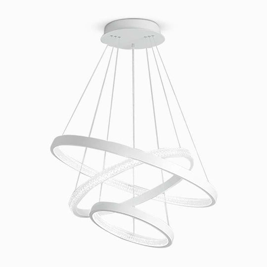 Round 3-Ring Modern LED Chandelier – Adjustable Hanging Design