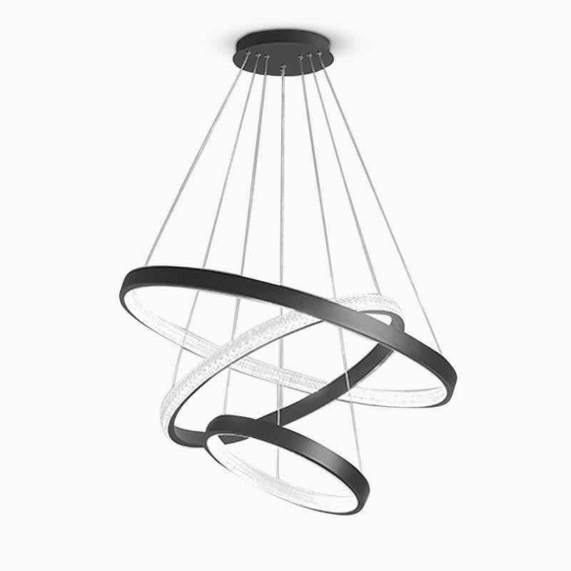 Round 3-Ring Modern LED Chandelier – Adjustable Hanging Design