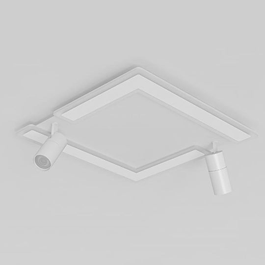 Square Dimmable LED Flush Mount Ceiling Light with 2 Adjustable Spotlights