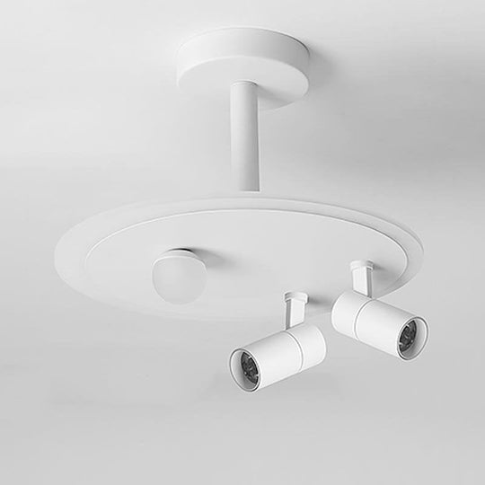 20" Round Dimmable Semi-Flush Mount LED Ceiling Light with 2 Adjustable Spotlights