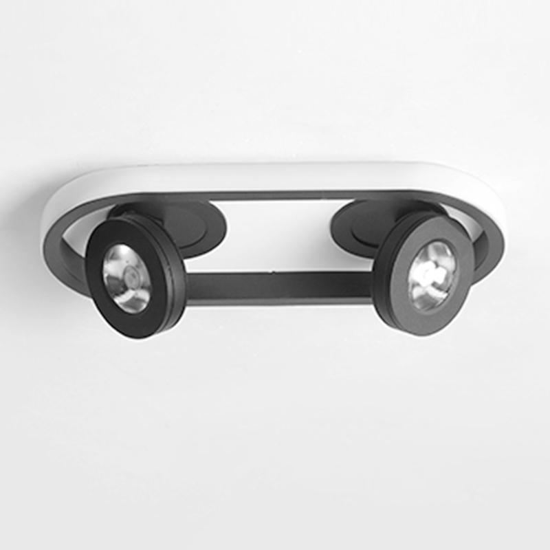 Rectangular Strip LED Flush Mount Ceiling Light with 2 Adjustable Spotlights