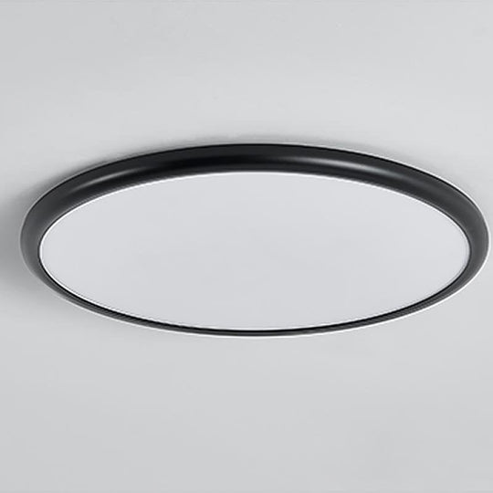 16" Modern LED Geometric Circle Flush Mount Ceiling Light – Black & White Edge