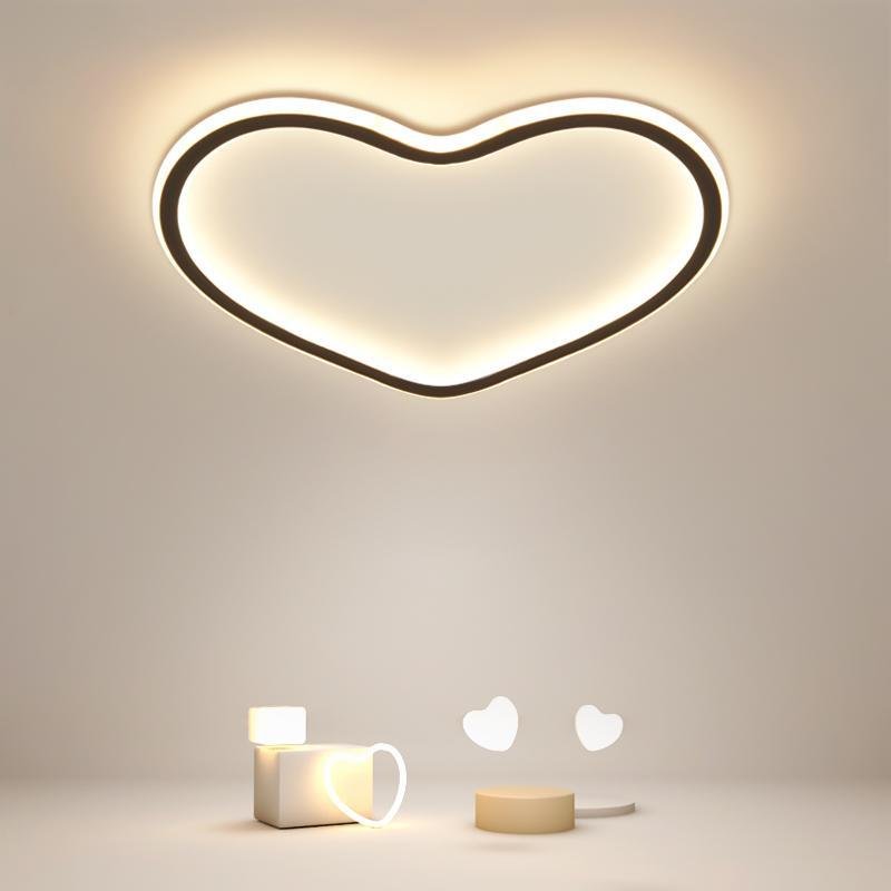 Heart Shaped Industrial Black Flush Mount Ceiling Light