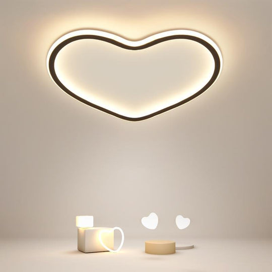 Heart Shaped Industrial Black Flush Mount Ceiling Light