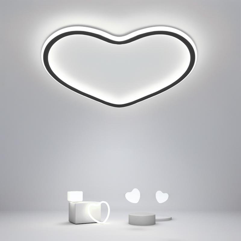 Heart Shaped Industrial Black Flush Mount Ceiling Light