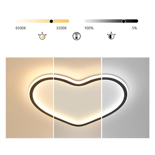 Heart Shaped Industrial Black Flush Mount Ceiling Light