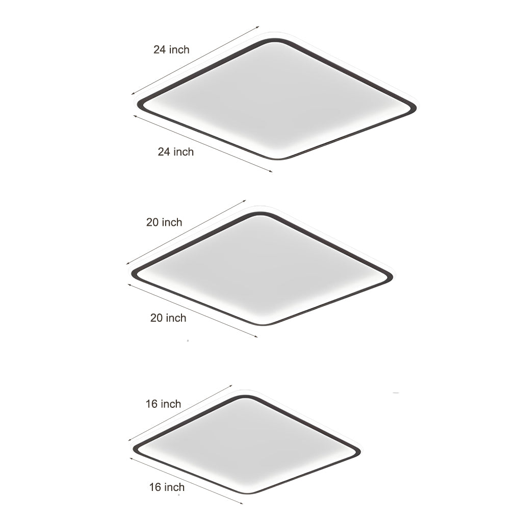 Square Industrial Black Flush Mount LED Ceiling Light for Bedroom and Living Spaces