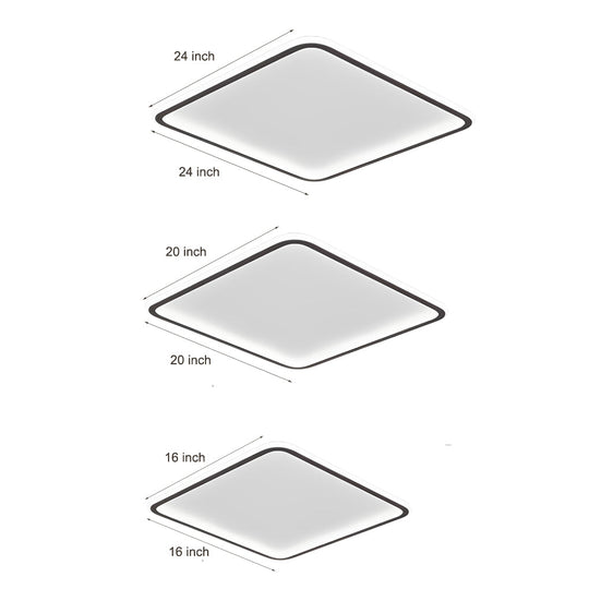 Square Industrial Black Flush Mount LED Ceiling Light for Bedroom and Living Spaces