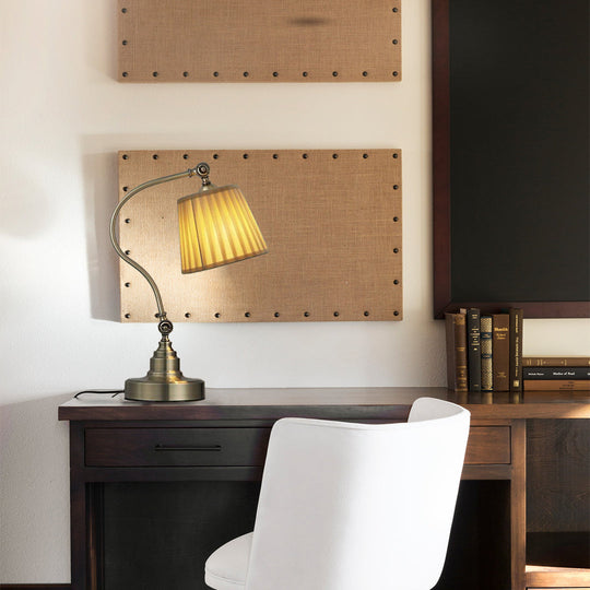 Industrial Empire-Style Metal Desk Lamp with Curved Arm
