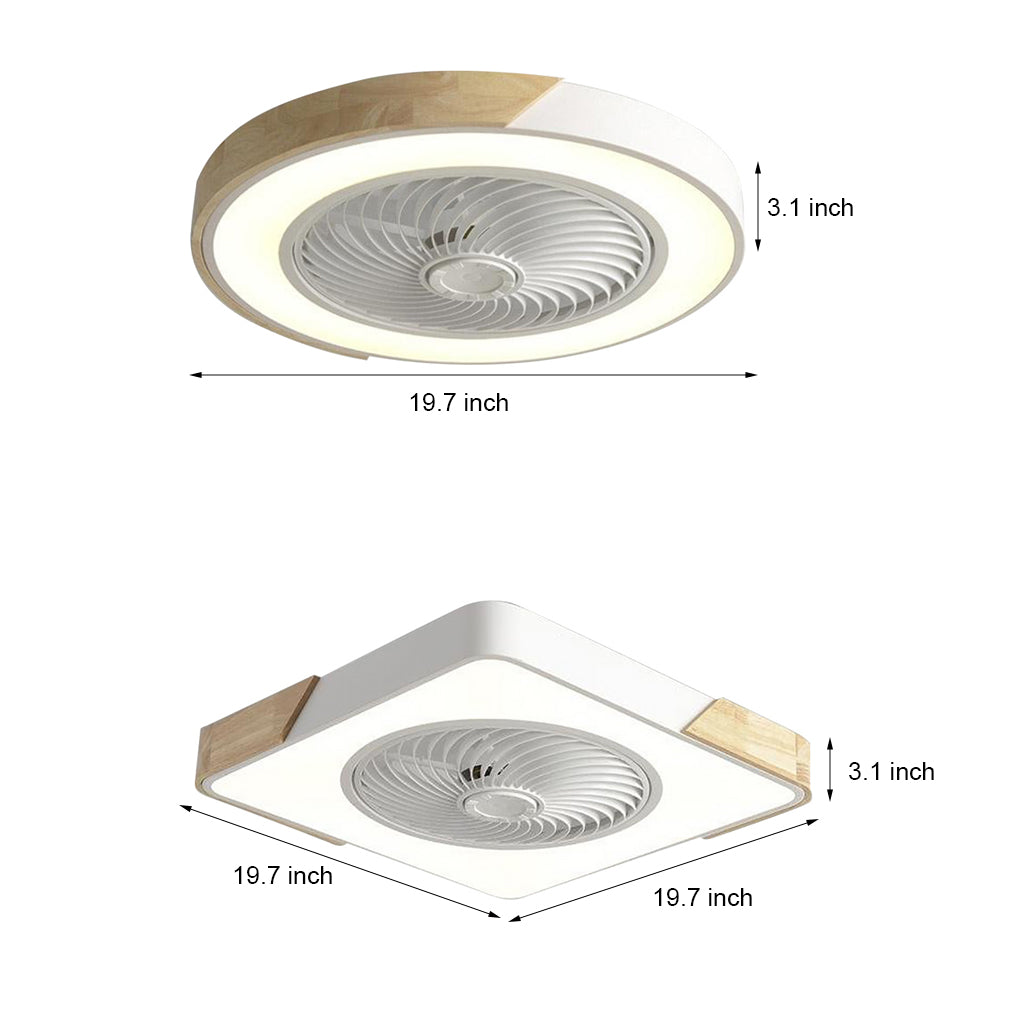 Round Square Integrated LED Bladeless Ceiling Fan with Remote Control