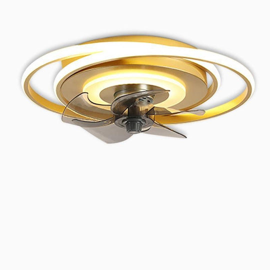2 Ring Flush Mount Ceiling Fan with LED Light and Remote