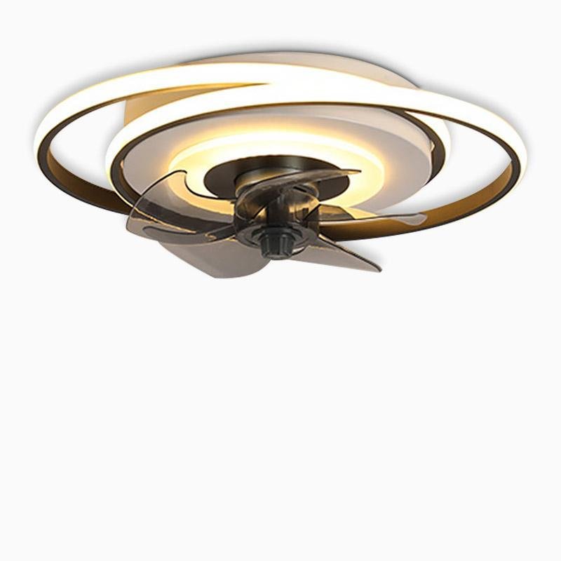 2 Ring Flush Mount Ceiling Fan with LED Light and Remote