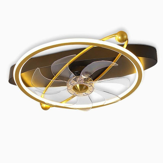 Gold Flush Mount Ceiling Fan with Remote and LED Light for Modern Spaces