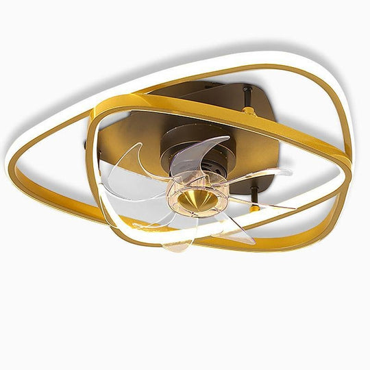 Gold Flush Mount Ceiling Fan with Remote and LED Light for Modern Spaces