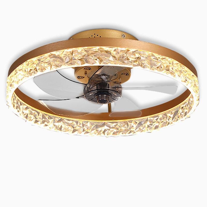 5-Blade Circular Rustic Flush Mount Ceiling Fan with LED Light