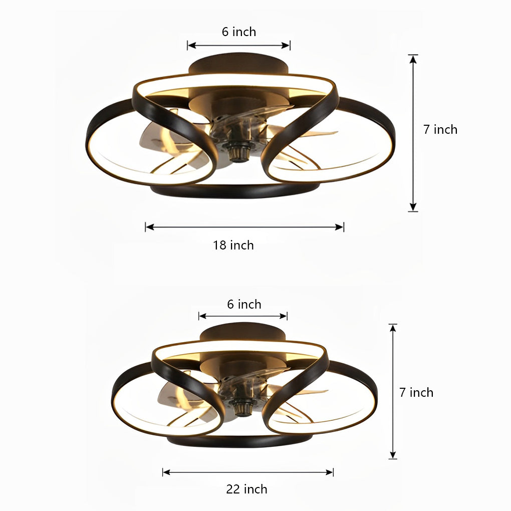 Flower LED Modern Flush Mount Ceiling Fan with Remote Control