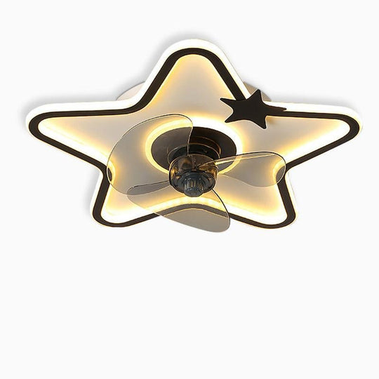 Star Shaped LED Flush Mount Ceiling Fan with Remote for Kids Room