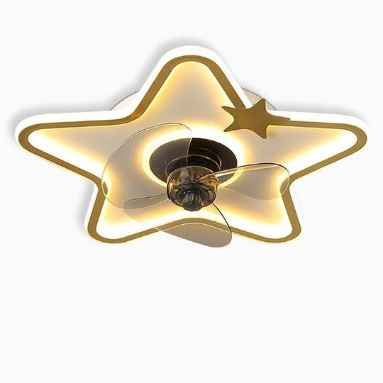 Star Shaped LED Flush Mount Ceiling Fan with Remote for Kids Room