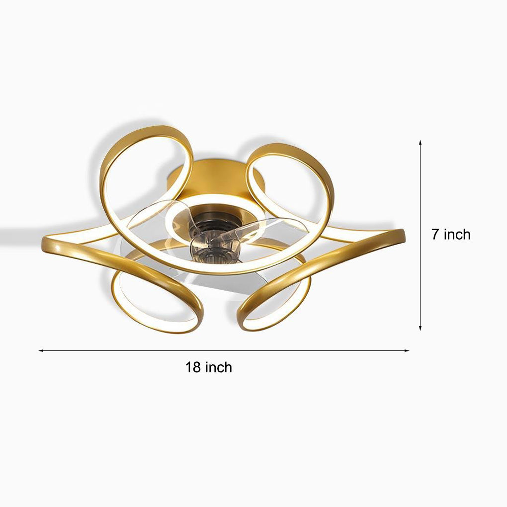 18'' Flower Shaped Modern Ceiling Fan with LED Light and Remote