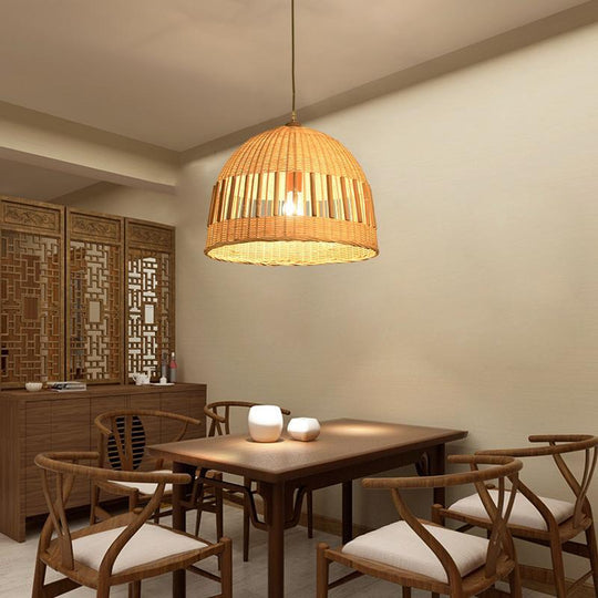 Dome Pendant Bamboo Ceiling Light with Seethrough Middle Area