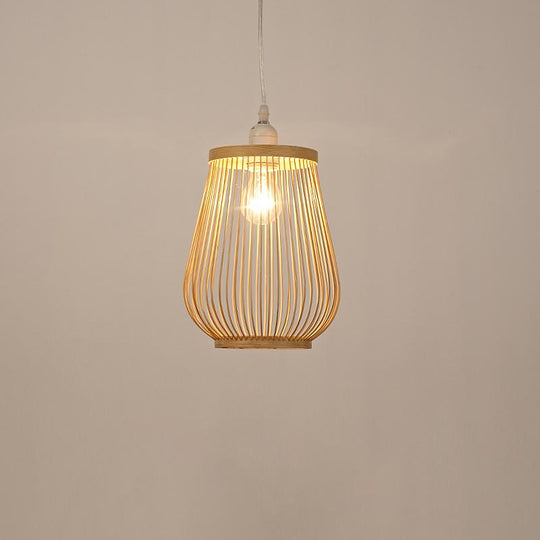 Cage-shaped Rustic Pendant Lighting Natural Bamboo Pendant Lighting Hanging