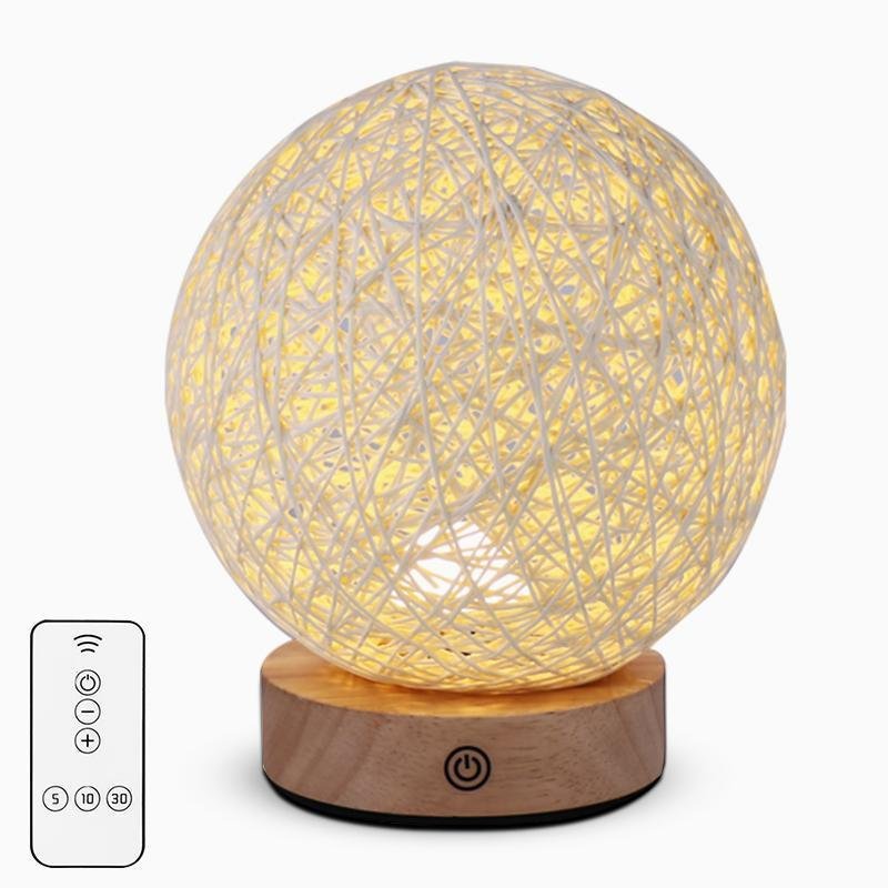6'' LED Natural Rattan Wicker Shade Table Lamp