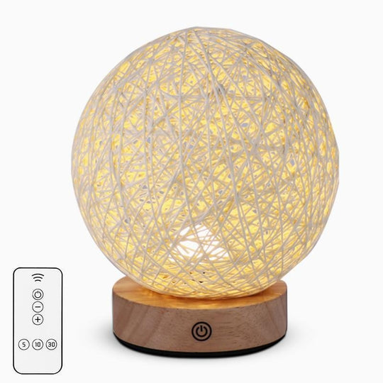 6'' LED Natural Rattan Wicker Shade Table Lamp