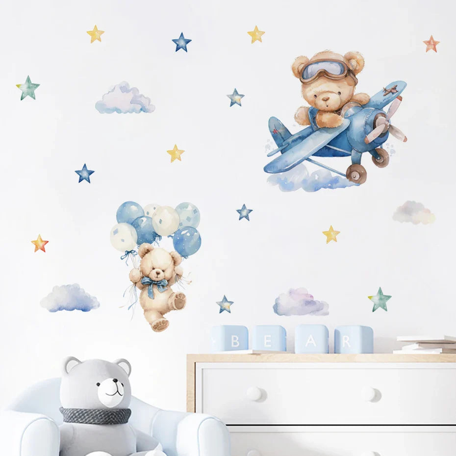 Teddy Bear Adventure Wall Decals For Kids Room Decor