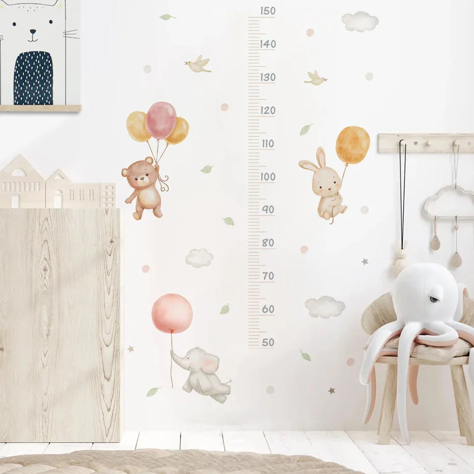 Teddy Bear Bunny Elephant Balloon Adventure Wall Decals