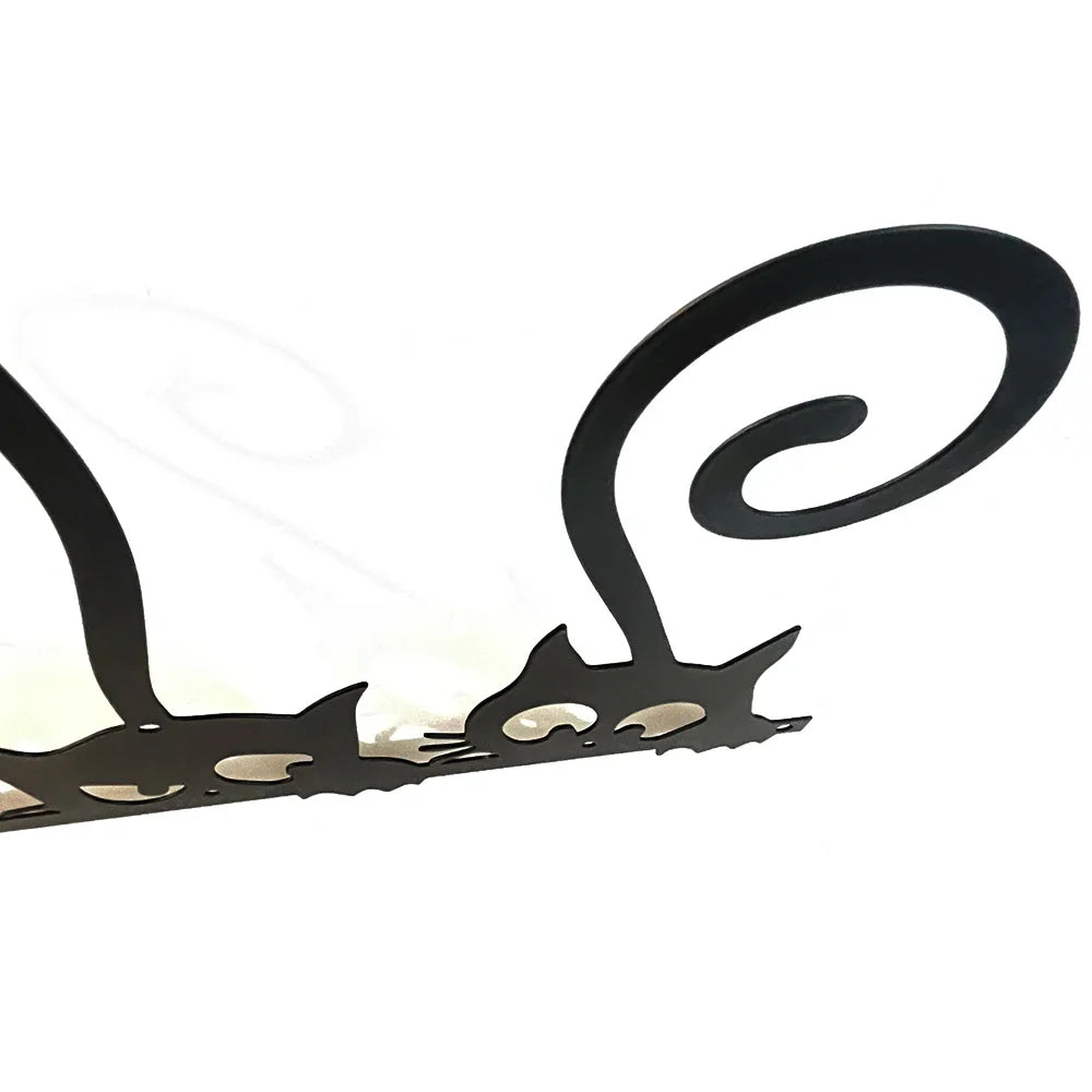 Three Black Cats Silhouette Metal Wall Art Decor