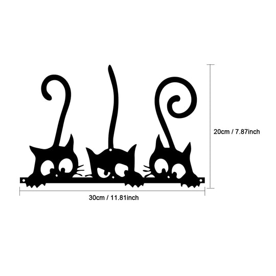 Three Black Cats Silhouette Metal Wall Art Decor