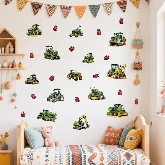 Tractors And Diggers Farm Adventure Wall Decals For Kids Room