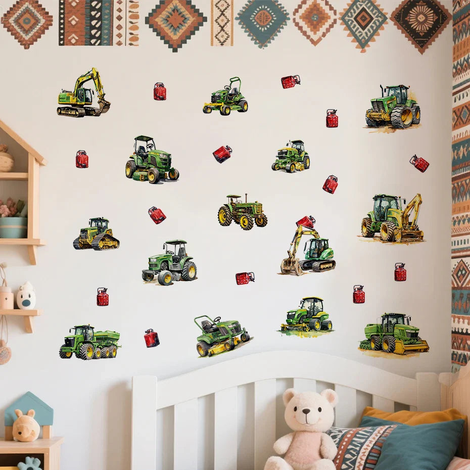 Tractors And Diggers Farm Adventure Wall Decals For Kids Room