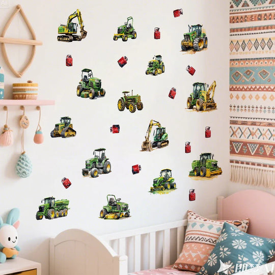 Tractors And Diggers Farm Adventure Wall Decals For Kids Room