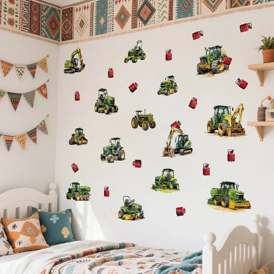 Tractors And Diggers Farm Adventure Wall Decals For Kids Room